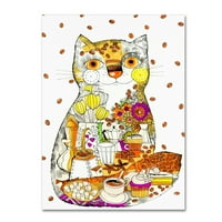 Търговска марка изобразително изкуство 'кафе котка 2' платно изкуство от Оксана Зиака
