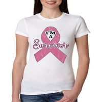 Див боби розово Аз съм рак на гърдата оцеляла рак на рака на гърдата жени тънък приготен младши тройник, бял, среден
