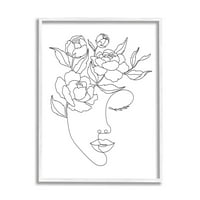 Ступел Индъстрис флорални жена лицето линия Дудъл графично изкуство бяла рамка изкуство печат стена изкуство, дизайн от Джей Джей дизайн Хаус ООД