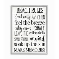 Ступел индустрии плаж къща правила релаксиращи дейности черно бял списък рамкирани стена арт дизайн от Дафне Полсели, 16 20