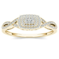 1 4к ТДВ диамант 10К жълто злато кръстосан годежен пръстен