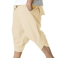 Grianlook Men Leisure Hippie Bottoms Capri еластични панталони за талия джогинг джобове харем панталони