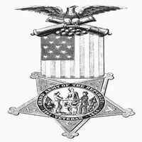 Медал на Съюза на армията. NMEDAL от ветерани от армията на военния Съюз на Cival. Гравиране на линия. Печат на плакат от
