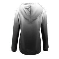 Oieyuz Color Blocking Hoodies for Women Небрежен пуловер с дълъг ръкав върхове разхлабени бутони надолу ризи