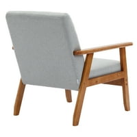 Мини акцент стол със странична масичка, тъфтинг Плат страничен стол с дървена рамка за хол, спалня, Апартамент, комплект от 2, сив