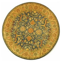 Античност Toireasa Традиционна флорална вълна килим, син, 8 '8' кръг