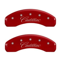 CALIPER покрива 35015Scadrd Cadillac Script Logo - Red Powder Coat - Комплект пристъпи Избор: 2007- Cadillac Escalade Luxury, Cadillac Escalade Premium Luxury