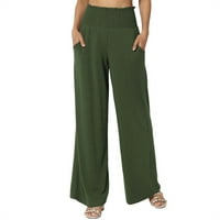 Дайте воля на вътрешната си Мода Химиуей трябва да има панталони за вас Дамски ежедневни свободни панталони джоб хлабав Нагънат Широк крак панталони зелен л