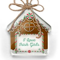 Орнамент отпечатан едностранно обичам ирландски момичета Ден на Свети Патрик прости четирилистни детелини Коледа Неонблонд