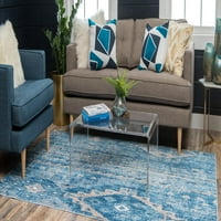 Уникален стан маласана базилика килим синьо бежово 5 '1 8' правоъгълник геометричен модерен идеален за дневна легла стая за трапезария офис