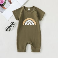 Unise Child Onesies с къс ръкав Romper Rainbow отпечатани оребрени боди, малко дете лятно готино игра Daily Wear