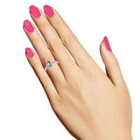 Mauli Jewels пръстени за жени 1. Карат диамант и овална форма Зелен Аметист пръстен за споделяне 10K бяло злато