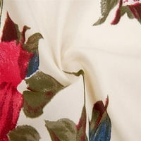 Audvoi женски флорален печат бутер ръкав Kimono Cardigan Loose Cover Up Blouse Tops