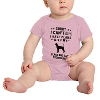 Съжалявам, че не мога да имам планове с черния си и тен Coonhound Love Pet Dog Смешно бебешко боди