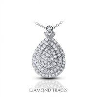 Diamond Traces UD-OS3008- 2. Карат Общо естествени диаманти 14K бяло злато пави и рамки за обстановка на сълза модна висулка