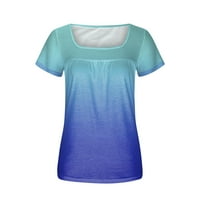 Uorcsa beach универсален лятна мода флорален отпечатан къс ръкав свободен небрежен v neck жени тениски сини