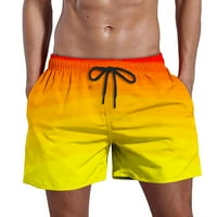 Ecqkame мъжки бански костюми спортни шорти плуват стволове клирънс мъже ежедневни модни градиенти шорти с джобове еластична талия плаж панталони жълти m