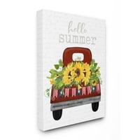 Ступел индустрии Здравейте лято цитат слънчоглед цвете Патриотичен камион платно стена изкуство дизайн от букви и облицовани, 16 20