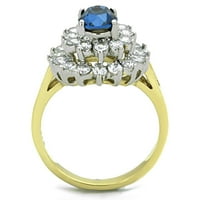 Женски златни пръстени Двуцветни IP златен пръстен от неръждаема стомана с кристал от най-висок клас в Монтана TK1572
