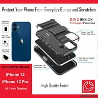 Капсулен калъф, съвместим с iPhone [Защита за защита от военен клас на военен клас, защитен черен калъф на кобура на кобура] за дисплей на iPhone -