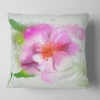 Дизайнарт цъфтят розово цвете акварел-цветя хвърлят възглавница-16х16