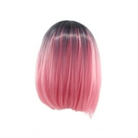 Homemaxs дамски боб перука градиент цвят косплей синтетичен косъм перука къси прави перуки дантела висока температура Bob wig
