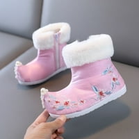 Eczipvz Toddler Shoes Toddler Gilrs Гумения подметка за топли зимни снежни ботуши бродерия печат ботуши ботуши момиче мода
