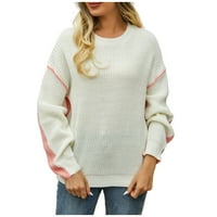 Виадха пуловери за жени модерни ежедневни модни цветови контрасти за плетено пуловер с дълъг ръкав кръгъл пуловер