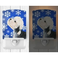 Съкровищата на Каролайн SS4641CNL Dandie Dinmont Terrier Winter Snowflakes Holiday Ceramic Night Light, 6x4x3