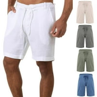 Къси панталони пролетни графични Къси панталони За Мъже Еластична талия шорти с шнур панталон със странични джобове, бял л