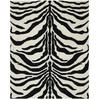 Cambridge Leah Animal Stripes Wool Area Rug, Ivory Black, 5 '8'