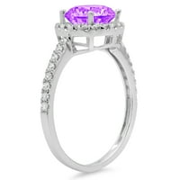1. CT Brilliant Round Cut Clear Simulated Diamond 18K White Gold Halo Solitaire с акценти пръстен SZ 5.5