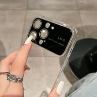 Ясен калъф за iPhone Pro Max, електропластирана броня с висока промоционалност на грапав тънък капак, закалено стъкло протектор за прахоустойчива мрежа за нежълзнене за iPhone Pro, сребро