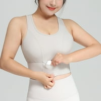 Ruziyoog спортен сутиен за жени дишаща подплатена поддръжка Подпалено спортно бельо с високо талия, събрано коремно сърце, показващо бяло XL