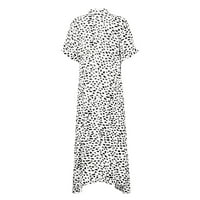 Рокли за жени плюс размер женска v-образно слънчева рокля къса ръкав дълъг флорален конусен талия Peplum горещи рокли за продажби бяло s