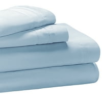 Superior 3-Piece 650-Tread Count Baby Blue Egyptian памучен лист, близнак-дълбок джоб