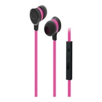 неонови слушалки с микрофон в ухото - изолиращ шум-розово