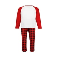 Коледна семейна пижама родител-дете карикатура елени Реглан върхове + кариран панталон домашен комплект дрехи