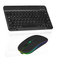 Акумулаторна Bluetooth клавиатура и мишка комбо Ultra Slim за Infini Note и всички Bluetooth активирани Android PC-черен клавиатура с RGB LED Ony Black Mouse