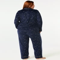 Дамски Велур плетена пижама комплект от 2 части, размери с до 5х