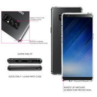 DistrentInk Clear Shockproof Hybrid Case за Samsung Galaxy Note - TPU броня, акрилен гръб, закален протектор за екрана на стъкло - Teal fau кожен дизайн