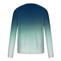 Aherbiu Fall Небрежни върхове за мъже екипаж ший с дълъг ръкав градиент на градиент цвят топ тениски тениски удобни основни блуза