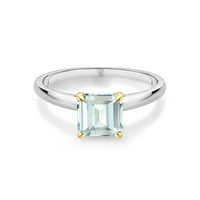 Gem Stone King 2. Ct Sky Blue Simulated Aquamarine 10K бял златен пръстен с жълто злато пръстен