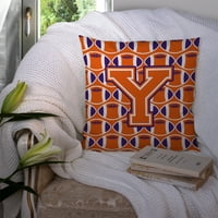 Писмо Y футболен оранжев, бял и регалия тъкан декоративна възглавница