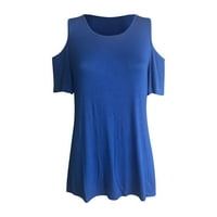 zhizaihu блузи за жени плюс размер небрежен твърд цвят дантела къса ръкав от рамото тениска небрежна кръгла врата летни върхове e спандекс