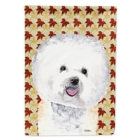 Съкровищата на Каролайн SC9201-FLAG-PARENT BICHON FRIZE FALL LEAVES PORTERTING FLAG, MULTECOLOR