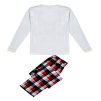 Liacowi Коледа Семейство Съответстващи пижами комплект елени от печат + карирани панталони коледни спални дрехи за възрастни деца
