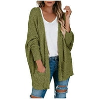 Munlar Womens Cardigan пуловери, женски пуканки с дълъг ръкав Отворени предни джобове, големи палта с пуловер с жилетка