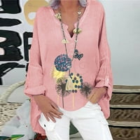 Женска риза Блуза Мода лято пролет флорален принт V блузи за шия жени ежедневни ежедневни женски ризи стилни удобни модерни