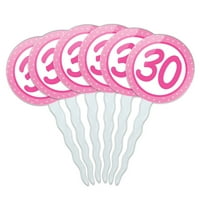 Рожден ден розови точки кекс избори за топери - Комплект от 6